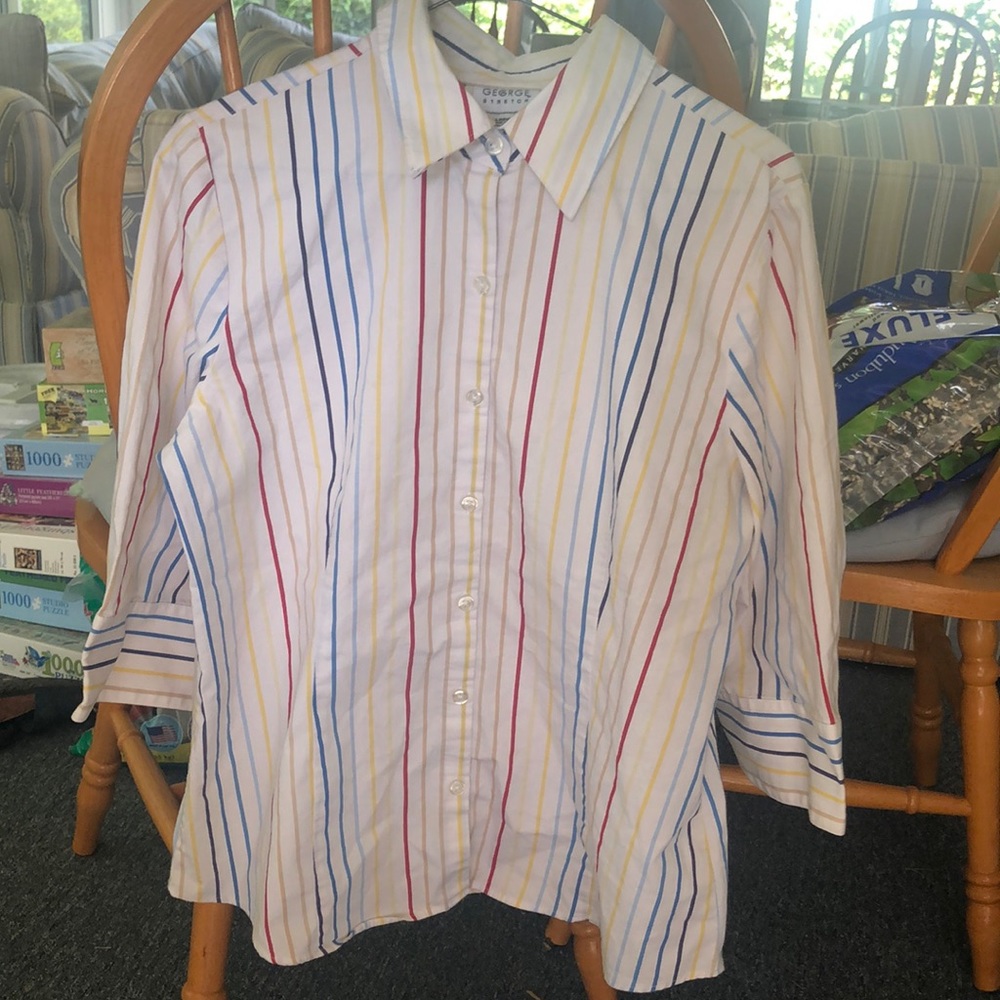 WOMENS GEORGE SHIRT SIZE L MULTICOLOR STRIPE